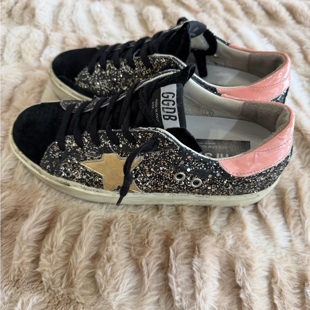 Golden Goose Black and Pink Glitter Athletic Shoes - Picture 2 of 12